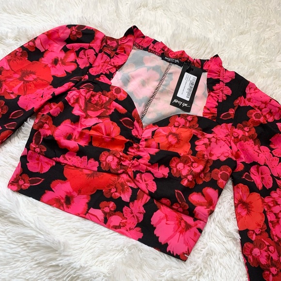 Cropped Blouse Floral Pattern - Picture 2 of 3